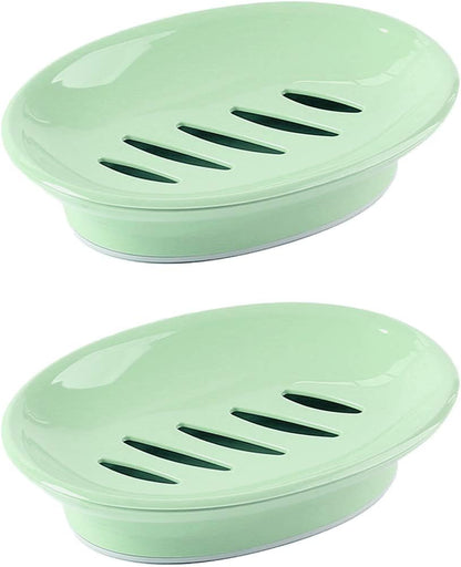 WYOK 2-Pack Soap Dish with Drain Plastic Sponge Holder Easy Cleaning Soap Saver Tray Caddy Keep Dry Stop Mushy for Shower Bathroom Kitchen(White)