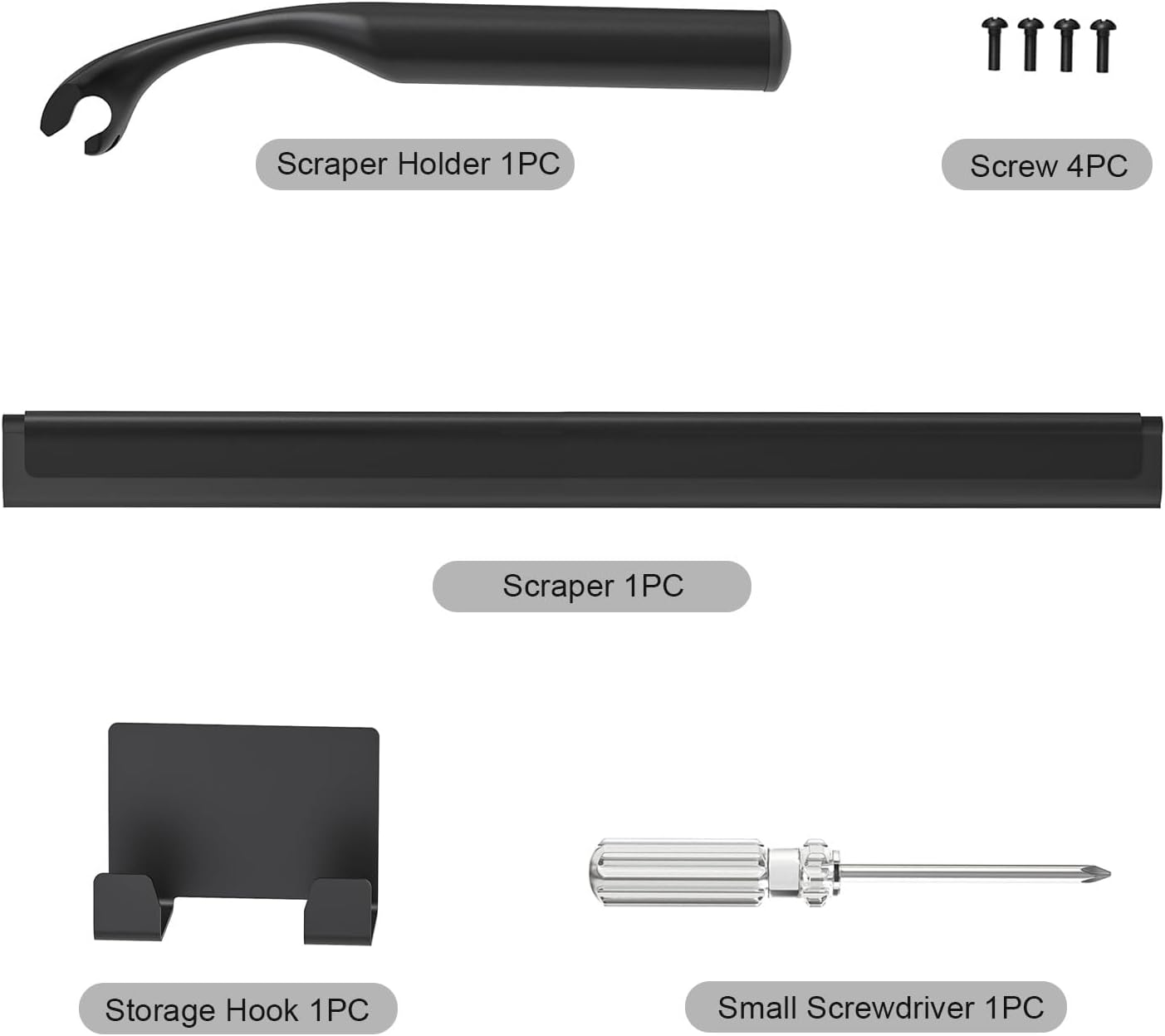 Stainless Steel Shower Squeegee for Glass Doors, Multi-Purpose Squeegee for Shower Glass, Bathroom and Car Windows, Squeegee with Adhesive Hook-10”, Black