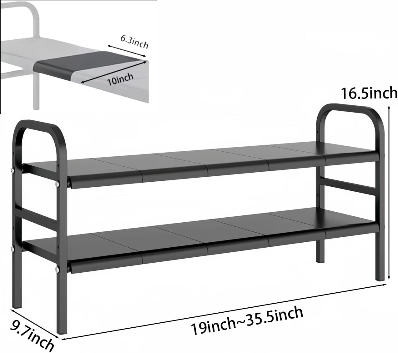 Under Sink Organizer，2 Tier Expandable Heavy Duty Metal Shelf，with 5 Removable Panels and 5 Storage Basket for Under Kitchen Bathroom Sink Organizers and Storage(Black, Large)