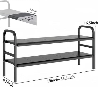 Under Sink Organizer，2 Tier Expandable Heavy Duty Metal Shelf，with 5 Removable Panels and 5 Storage Basket for Under Kitchen Bathroom Sink Organizers and Storage(Black, Large)