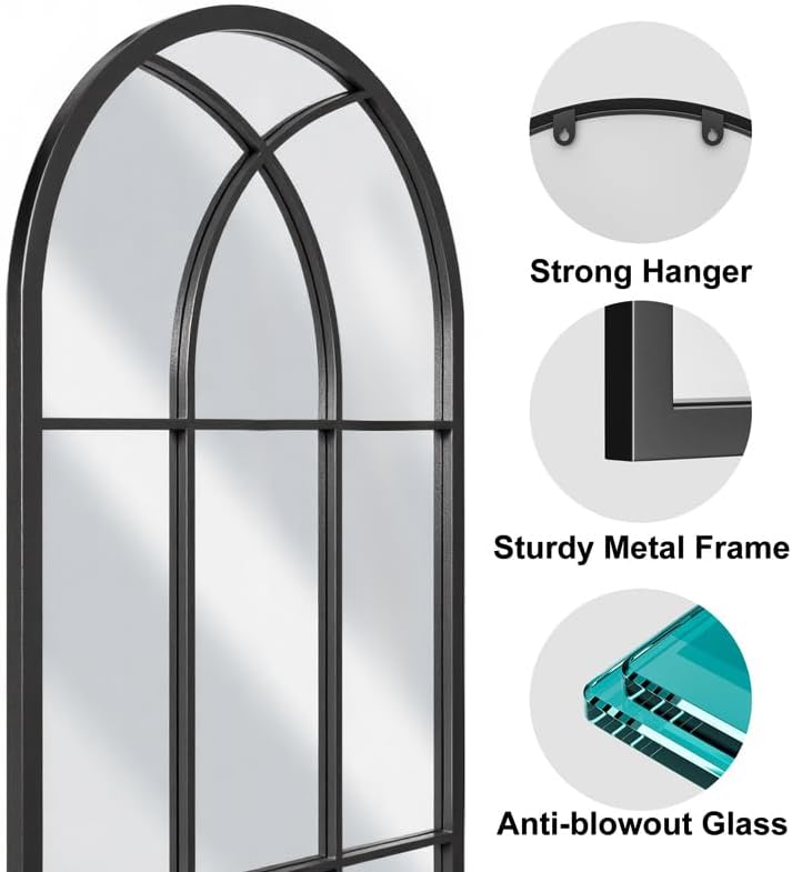 OGCAU Floor Full Length Mirror, 56"x20" Arched Full Body Mirror, Hanging or Leaning, Standing, Wall Mounted with Aluminum Frame for Bedroom Living Room, White