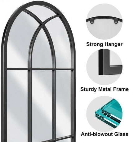 OGCAU Floor Full Length Mirror, 56"x20" Arched Full Body Mirror, Hanging or Leaning, Standing, Wall Mounted with Aluminum Frame for Bedroom Living Room, White