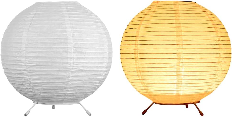 YY YEARCHY Rice Paper Table Lamp 15.3-inch Tall | Push-Button Switch E12 Base Warm Glow Desk Lamp for Bedroom Living Room Office