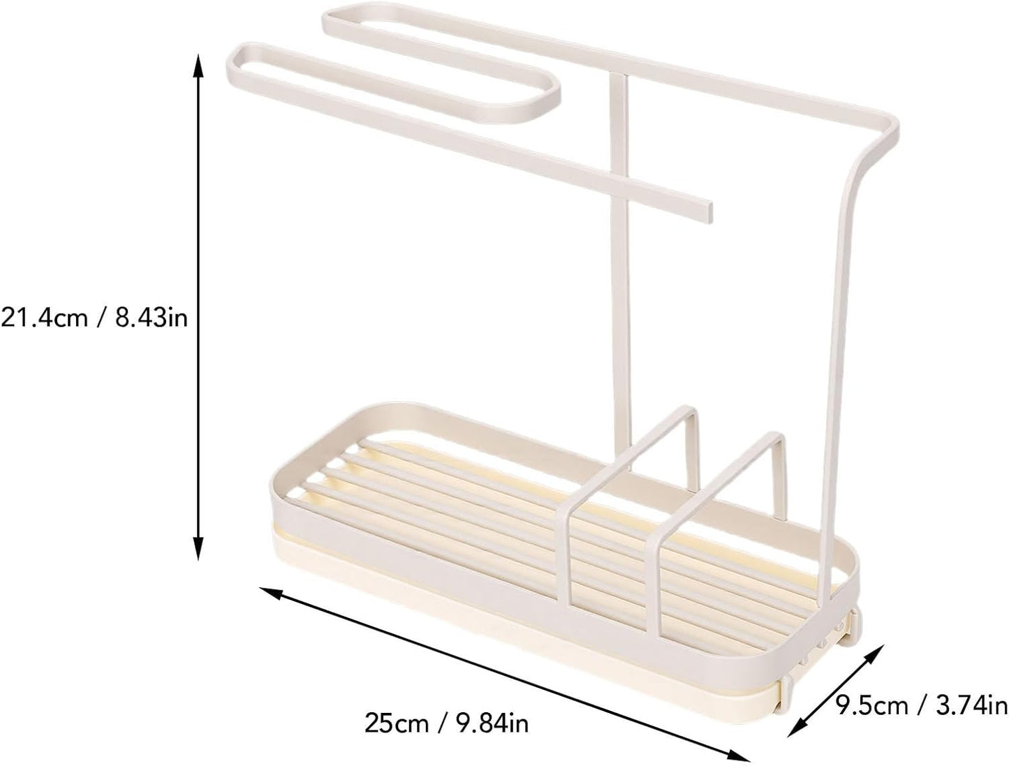 Brrnoo Milk Yellow Sponge Holder with Drainage System – Wall-Mounted Kitchen Sink for Dishcloths & Scrubbers，Metal Rack