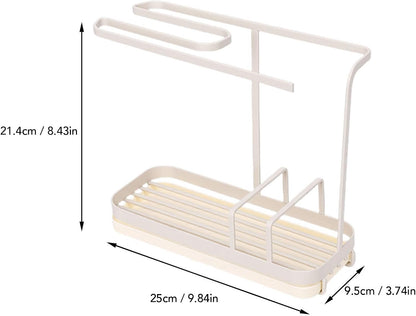Brrnoo Milk Yellow Sponge Holder with Drainage System – Wall-Mounted Kitchen Sink for Dishcloths & Scrubbers，Metal Rack