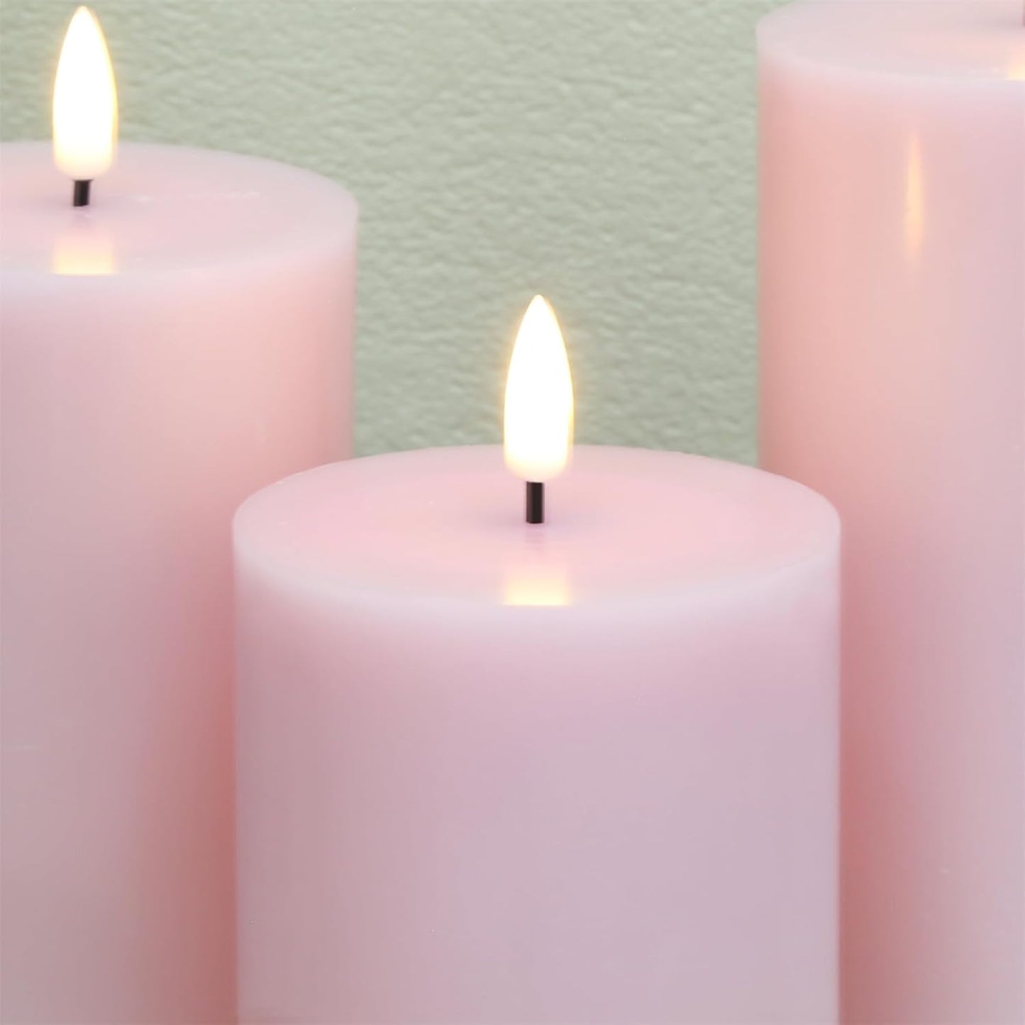 Black Flameless Pillar Candles with Remote, Flickering LED Wax Candles Battery Operated Set of 3