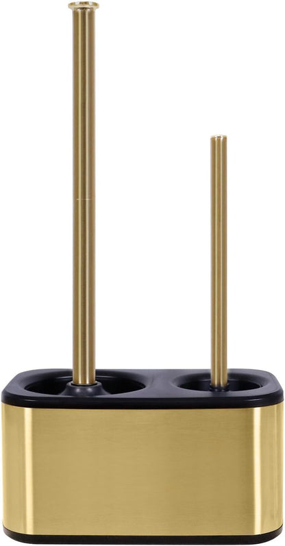 Blue Donuts Toilet Brush and Plunger Set with Holder, Sleek Minimalist Modern Stainless Steel Bathroom Accessories Toilet Plunger and Toilet Bowl Brush Combo