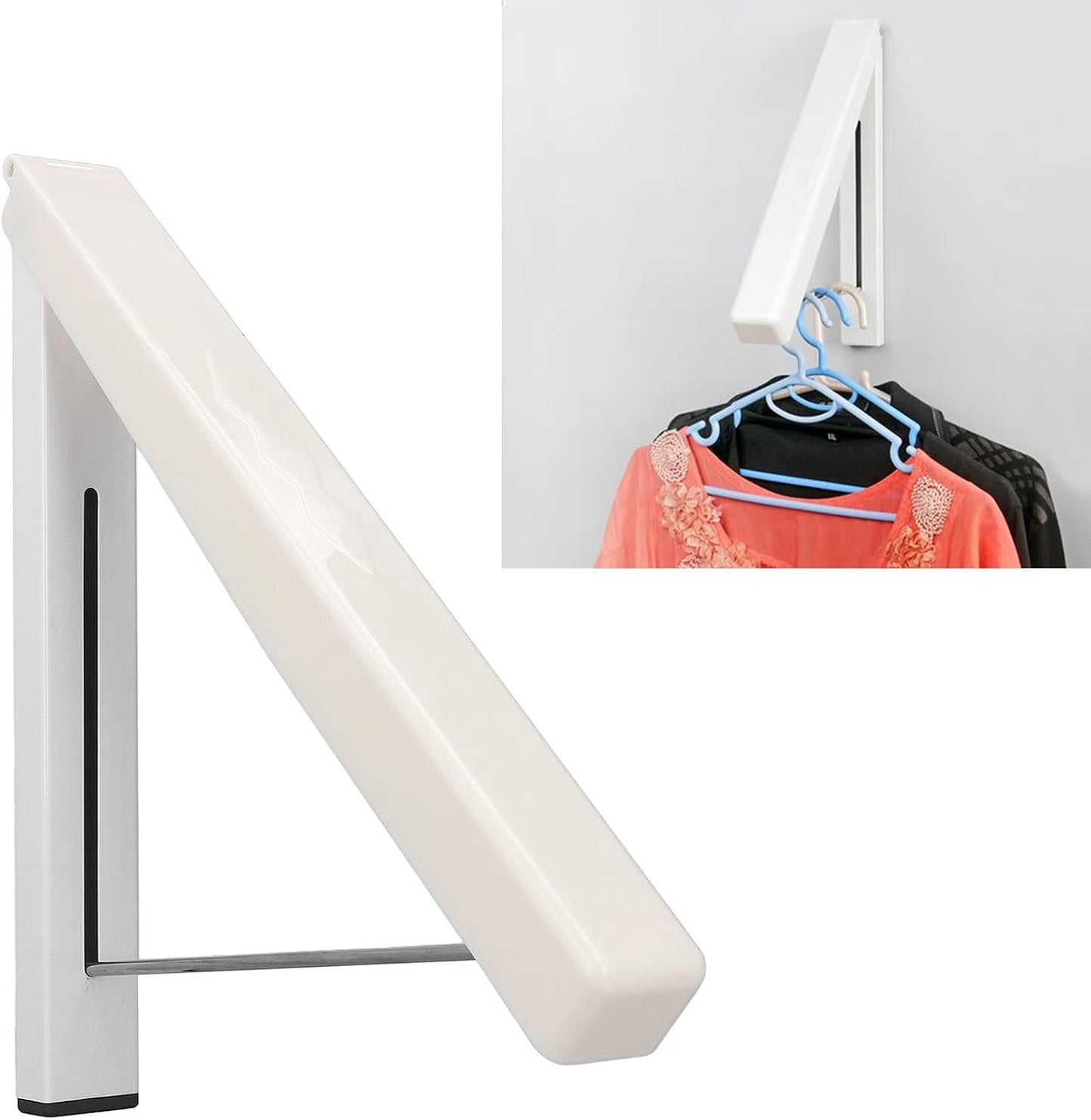 Wall Mounted Drying Rack | Foldable & Retractable Clothes Hanger | Holds 60 Lbs for Bathroom/Laundry Room/Closet | Space Saving Home Organizer