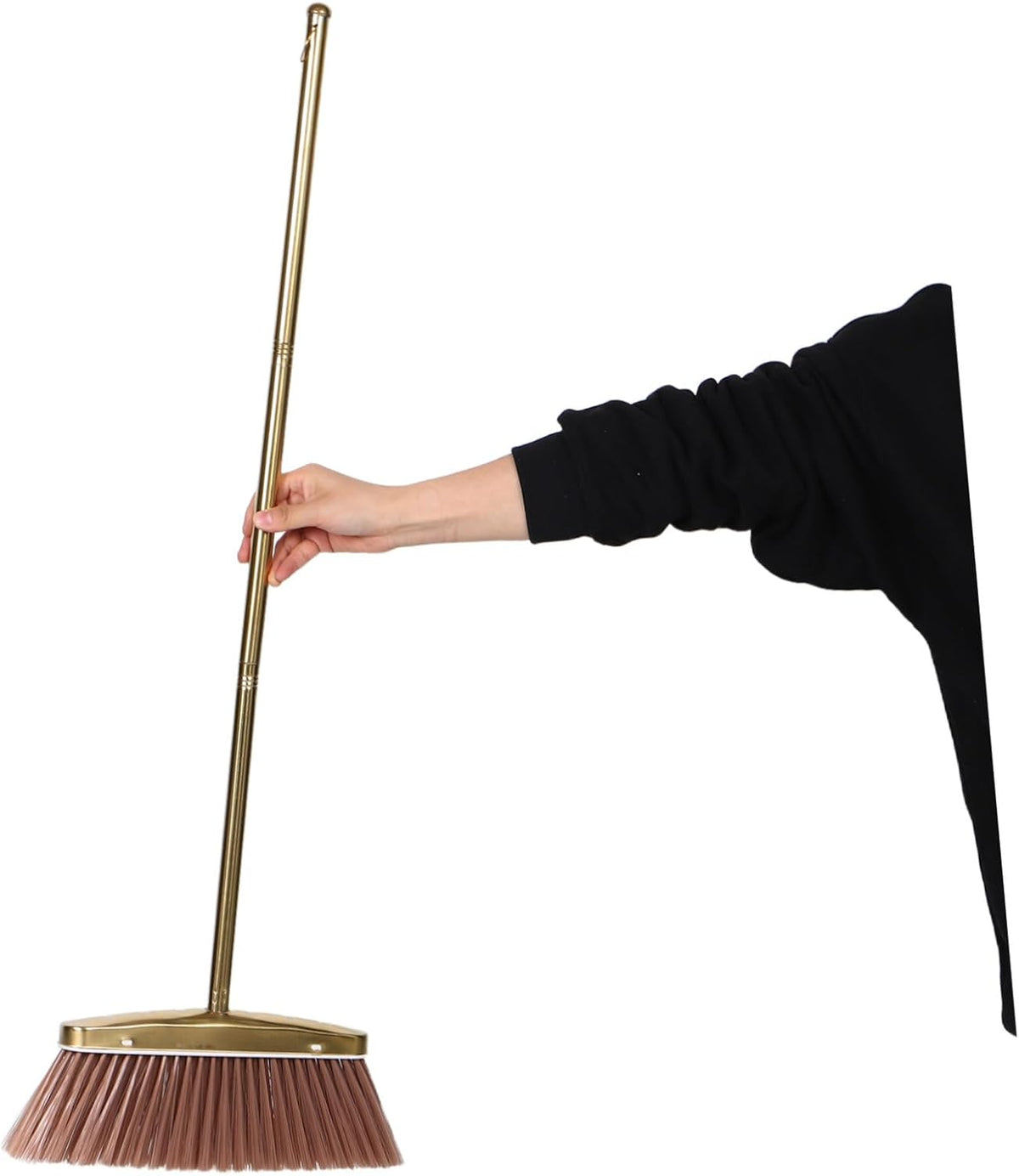 Zerodeko Heavy Duty Stainless Metal Outdoor Broom with Detachable Handle, Thick Sturdy Sweeping Broom for Outdoor and Damp Indoor Environments, Space-Saving Patio Cleaning Brush