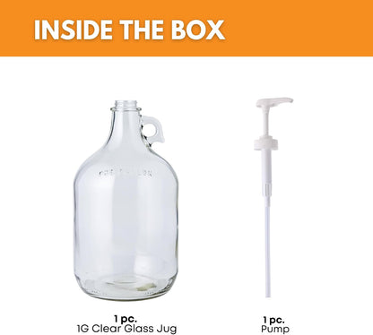Fastrack 1 Gallon Glass Jug Laundry Detergent Dispenser | Airtight Screw-Top Pump Container | Non-Slip Base | Detergent Pump Dispenser or Syrup Pump Dispenser | Eco Friendly Food Grade