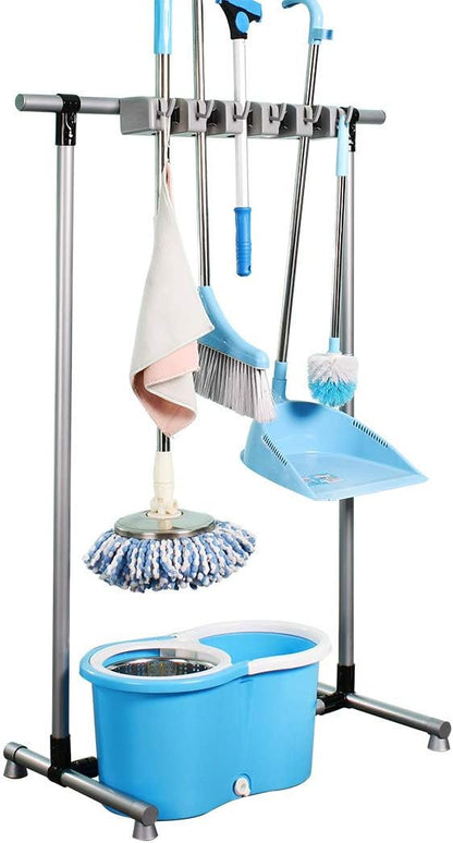 Broom And Mop Holder Put Wet Mops Movable Floor-Mounted Mop Rack Floor Standing Cleaning Tool Cart Storage For Garden Garage Schools, Hospitals, Factories, Hotels,Property Companies (12racks)