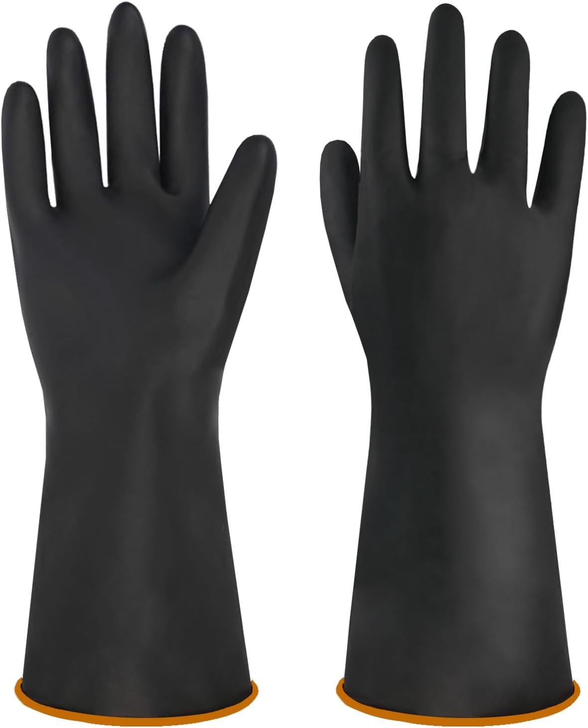 Chemical Resistant Latex Gloves, 14'' 18'' 22'' Industrial Heavy Duty Work Rubber Glove, Black Color One Pair