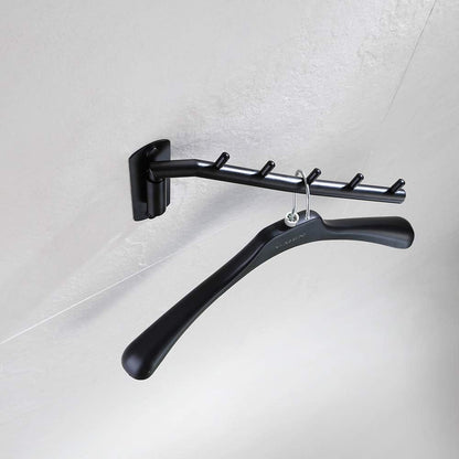 JQK Folding Clothes Hanger Rack, Stainless Steel Swing Arm Hook Holder, Clothing Hanging System Drying Closet Storage Organizer Brushed Finished Wall Mount, SHR100-BN