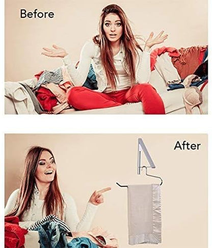 Single Foldable Clothing Rack, Wall-Mounted Retractable Clothes Hanger for Laundry Dryer Room, Hanging Drying Rod, Small Collapsible Folding Garment Racks, Dorm Accessories (Gold)