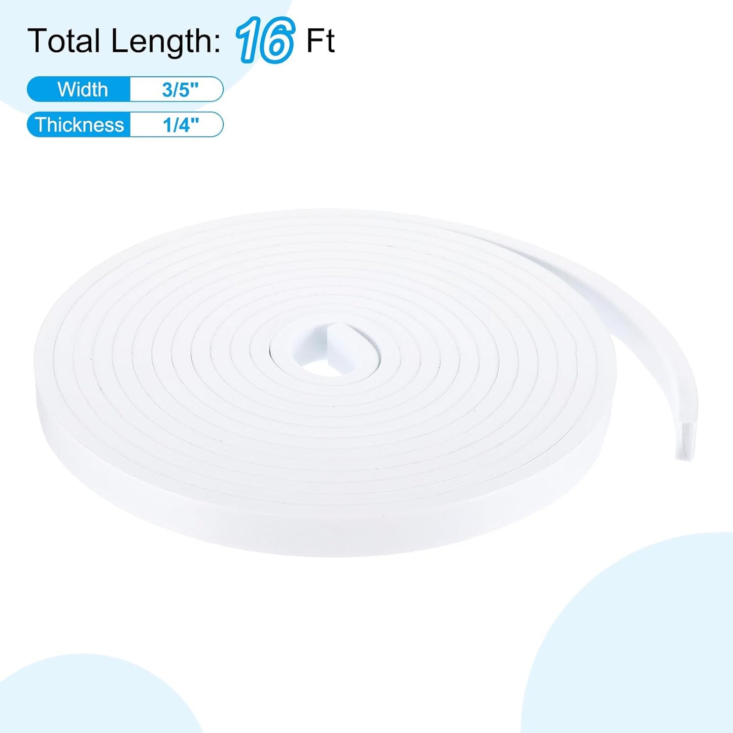 PATIKIL Weather Stripping Door Seal Strip, 3/8 Inch x 1/4 Inch x 32 Ft Self Adhesive Soundproof High Density Foam Tape Insulation for Door Window Air Conditioning, White - Colors B