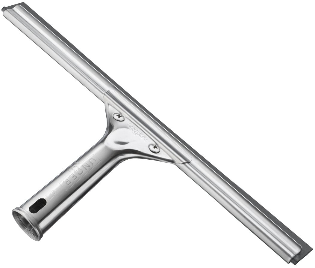 Unger Professional Stainless Steel Heavy-Duty Squeegee, 12", Silver