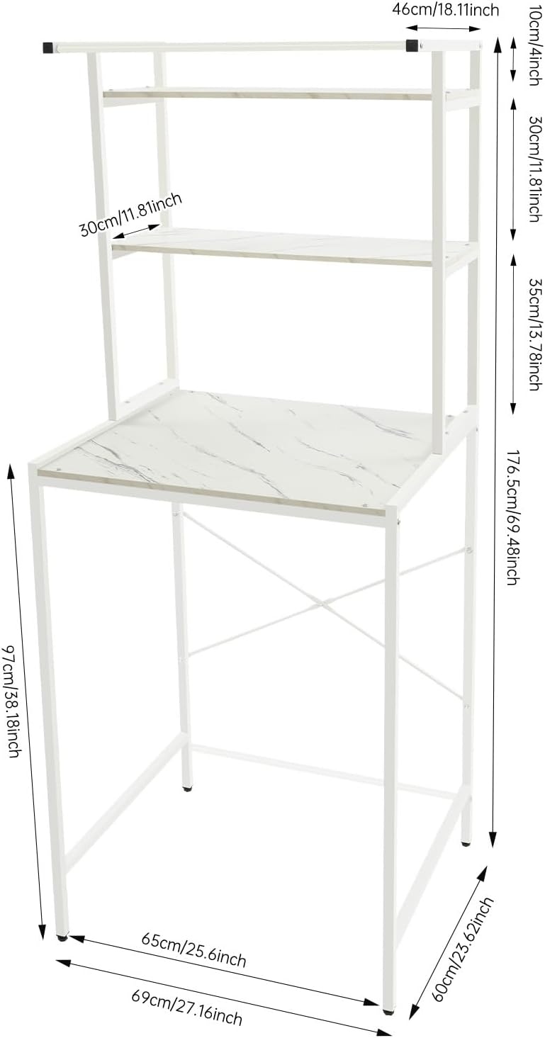 Over Washer and Dryer Shelves 3 Tiers Laundry Room Storage Organizer Floor Standing Shelf Metal Freestanding Clothes Drying Utility Rack 27.16"x23.62"x69.48" Space Saving Bathroom (Black+Oak)