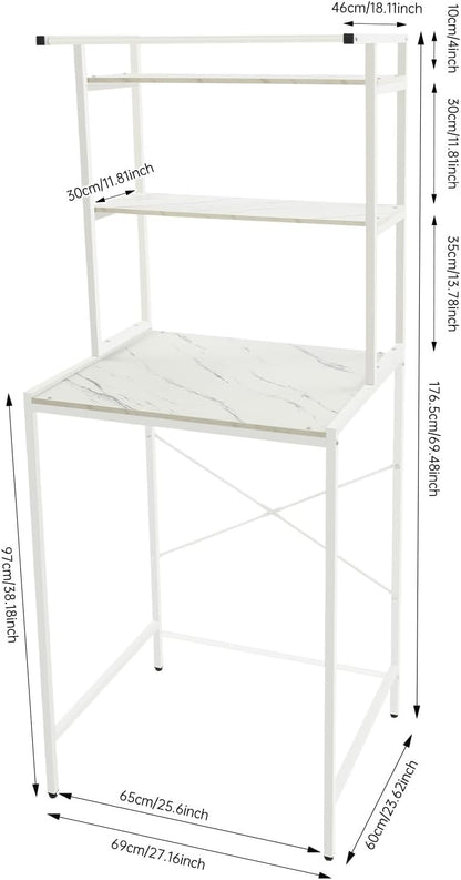 Over Washer and Dryer Shelves 3 Tiers Laundry Room Storage Organizer Floor Standing Shelf Metal Freestanding Clothes Drying Utility Rack 27.16"x23.62"x69.48" Space Saving Bathroom (Black+Oak)