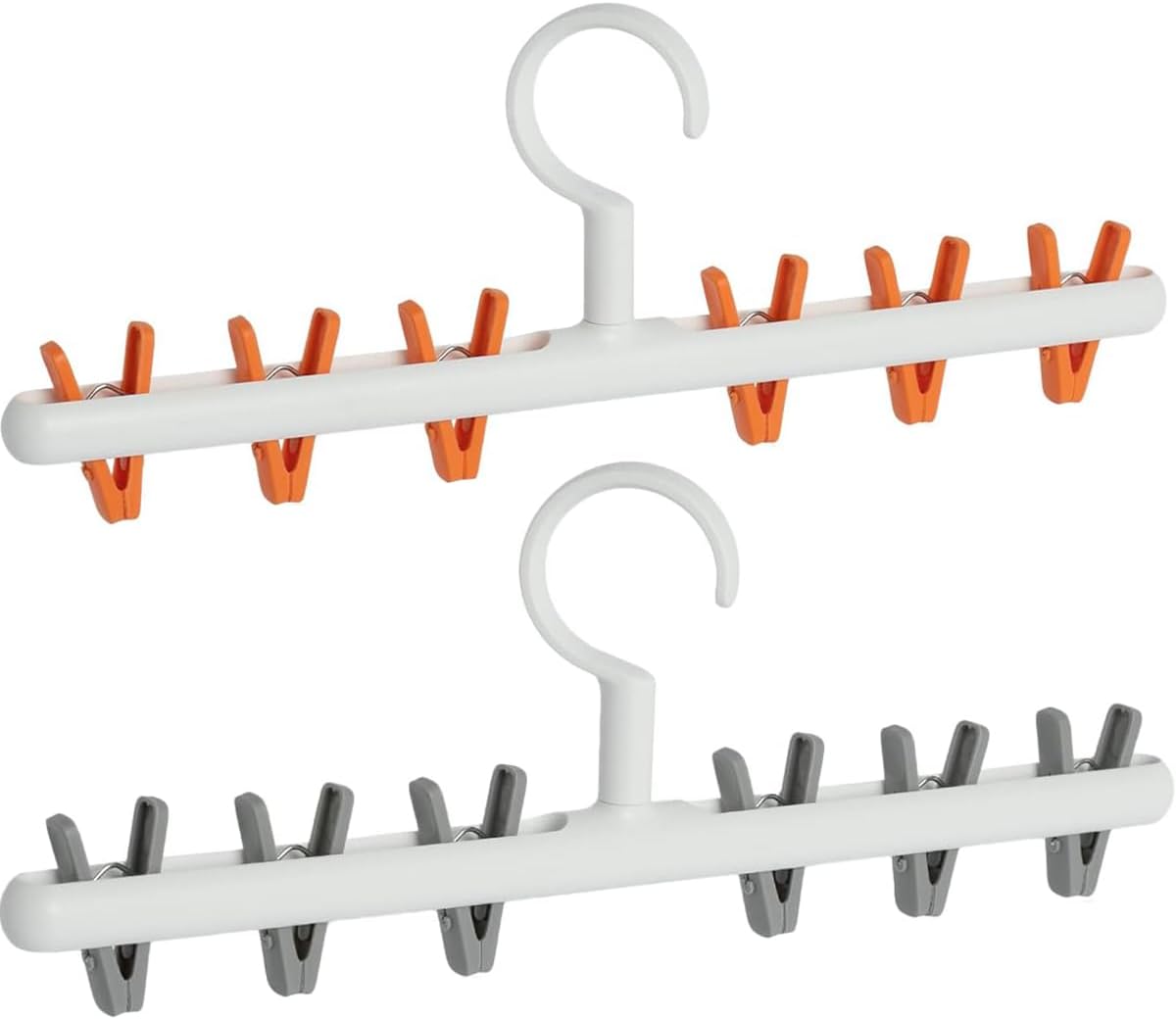 Foshine Clothes Hanger 2 Pack with 8 Clips,Clothes Drying Racks for Drying | Windproof For Drying Socks Bras Underwears Baby Clothes, Hats Scarfs Towels Pants and Gloves Diaper