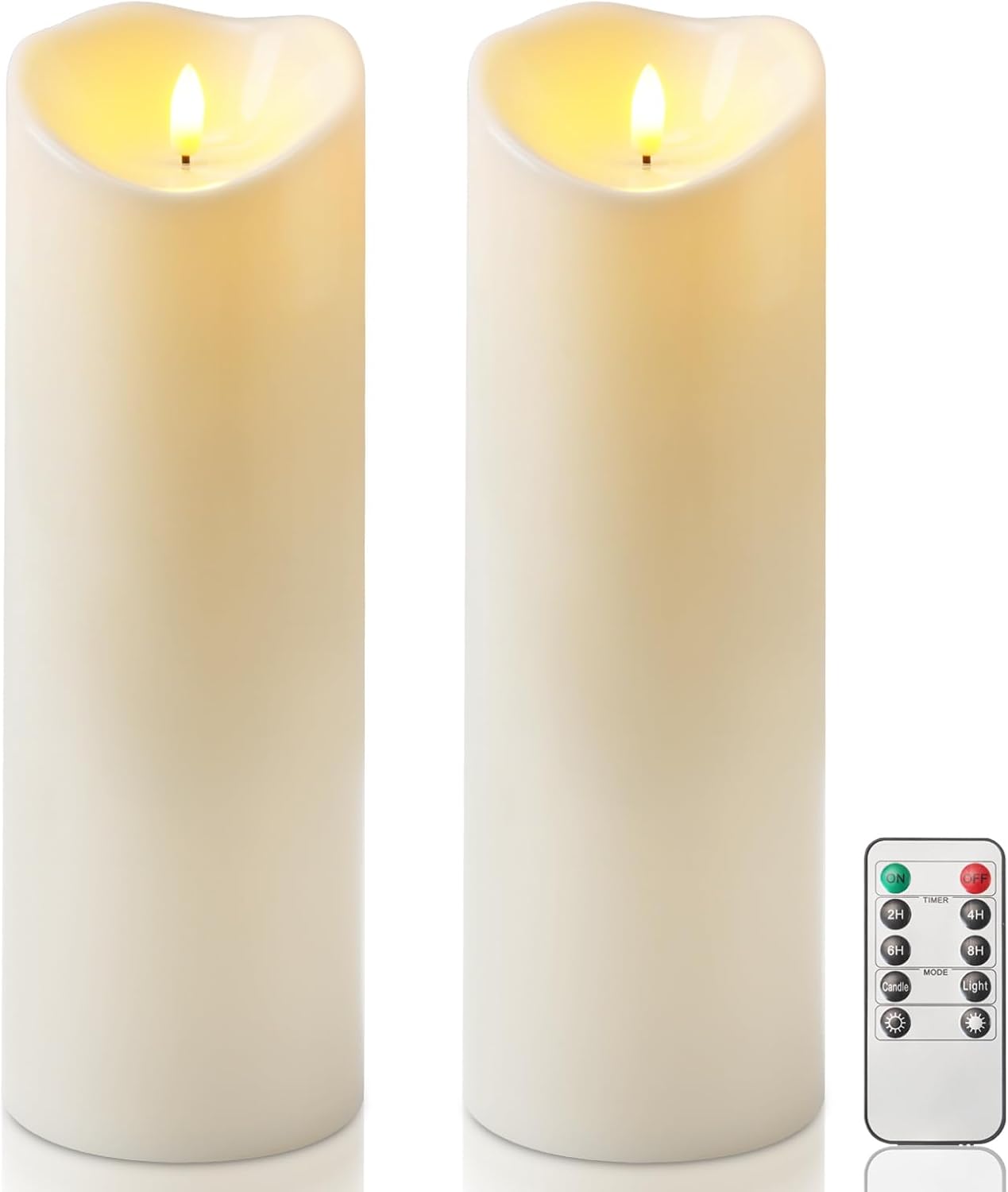 Homemory Dripping Wax Flameless Candles, Battery Operated Candles with Remote Control and Timers, LED Pillar Candles, Electric Fake Candles, 3" x 6", Set of 2