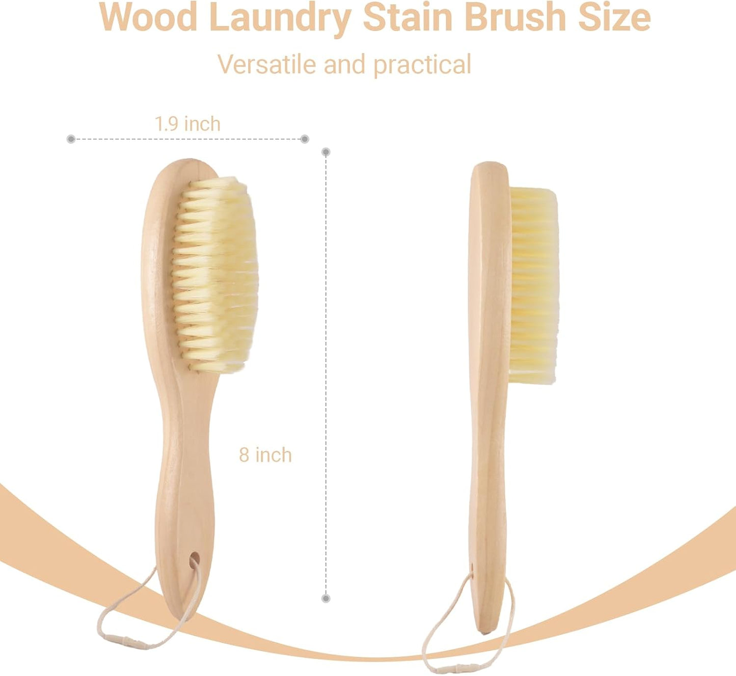 3 Pack Wood Laundry Stain Brush, Very Soft Bristle Shoe Laundry Stain Remover Long Handle Oval Gentle for Sneakers, Suede & Leather, Protable Soft Cleaning Clothes Brush for Scrubbing Stains (3)