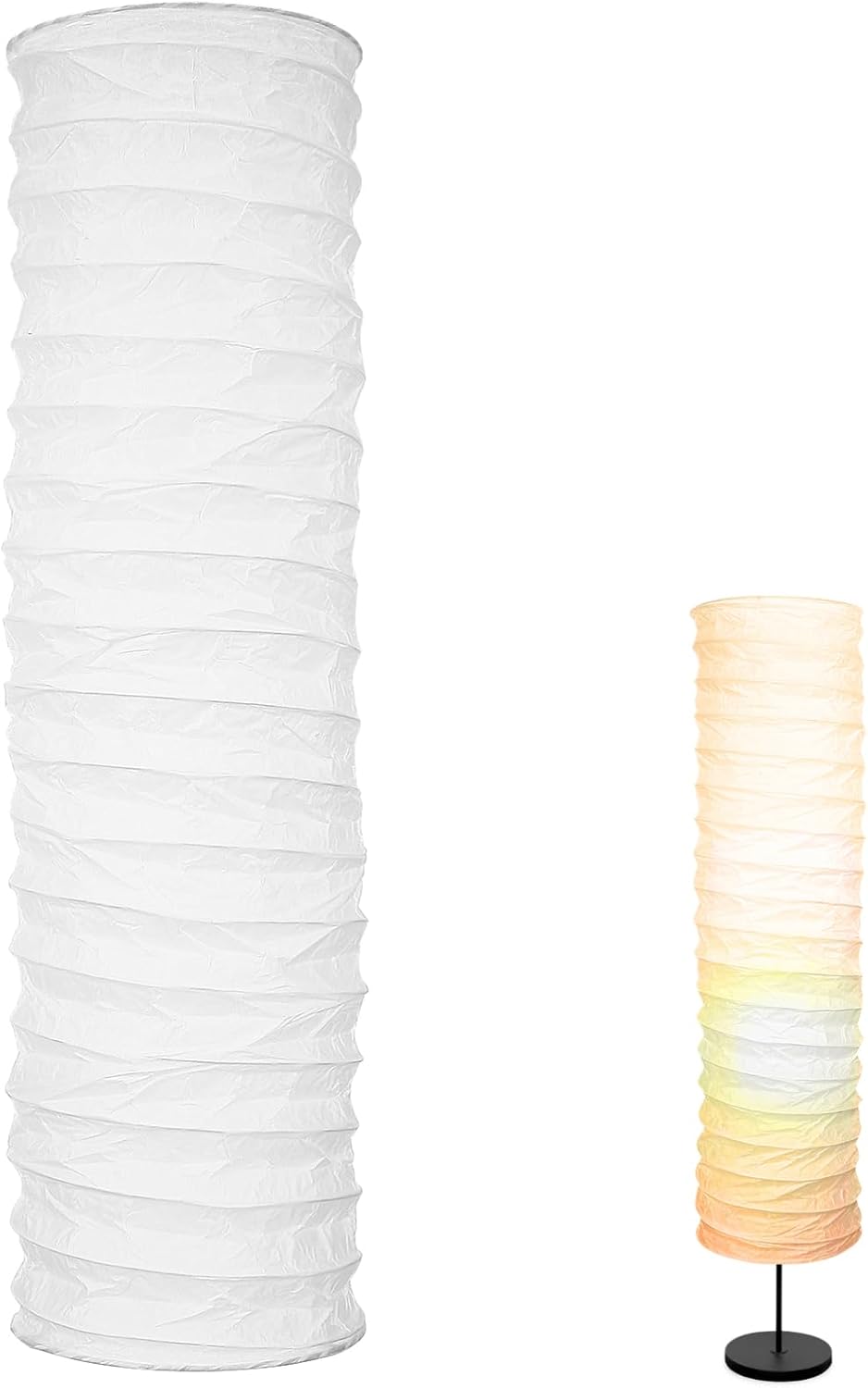 NUOBESTY Paper Floor Lamp Shade Replacement White Floor Lamp Cover Long Standing Lampshade Foldable Protector for Living Room Hotel Home 95cm