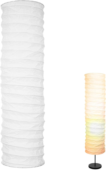 NUOBESTY Paper Floor Lamp Shade Replacement White Floor Lamp Cover Long Standing Lampshade Foldable Protector for Living Room Hotel Home 95cm