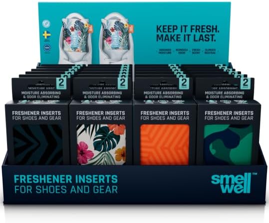 SmellWell - Scented Shoe Deodorizer Inserts - Odor Eliminators - Activated Bamboo Charcoal + Minerals - Natural Fresheners for shoes, bags, gloves - 2 x 1.8oz Original Size - Black Zebra
