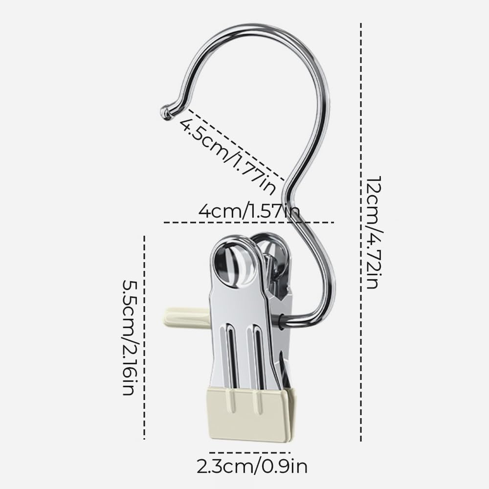 Space-Saving Clothespin Hat Pants Storage Hanging Travel Hook, Stainless Steel Boot Hangers Clips Boot Hangers for Closet, Laundry Hooks Hanging Clips Clothes Pins Socks Towel Clips (Black, 10Pcs)