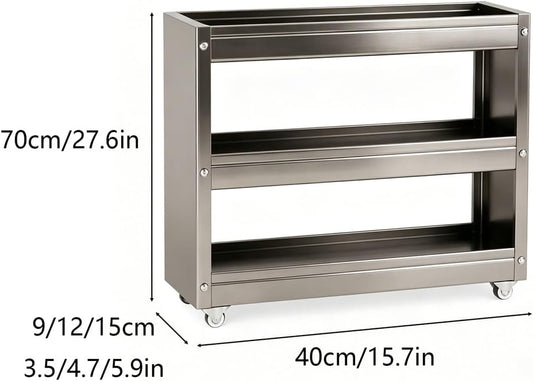 Slim Storage Cart with Multi-Width Options, Carbon Steel Rolling Utility Cart, Narrow Gap Organizer for Kitchen Next to Fridge, Bathroom, Laundry Room(Gray 6-Tier 5.9" W x 66.9" H) - Colors B