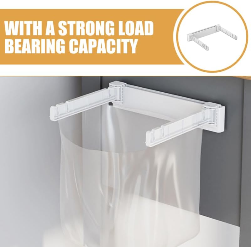PRETYZOOM Wall Mounted Trash Bag Holder Rack Multi-Functional Foldable Kitchen Garbage Bag Stand Holder for Sink No Drill Installation