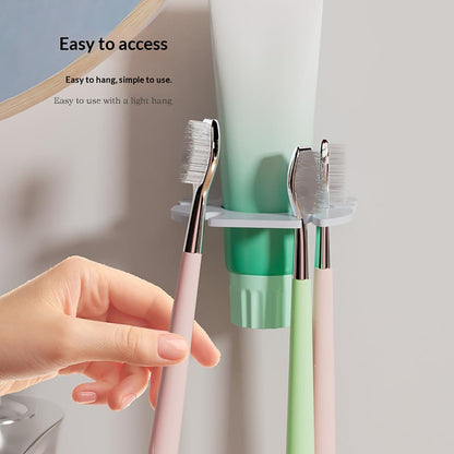 Wall Mounted Toothbrush Holder 2 Pack, No Drill Self Adhesive 6 Slots Clear Waterproof Bathroom Organizer for Electric Toothbrush