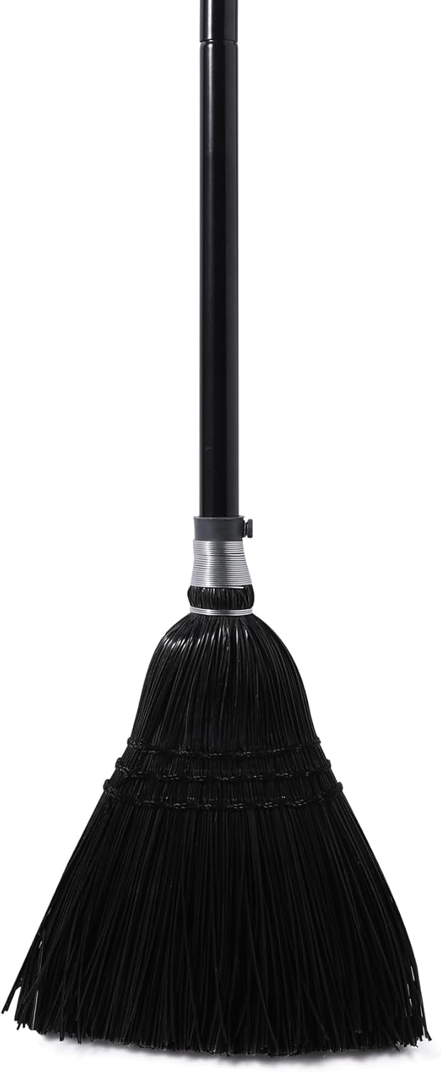 Yocada Broom Commercial Indoor Outdoor Broom 55.5 inch Tall Black | for Courtyard Garage Lobby Mall Market Floor Home Office Leaves Stone Dust Rubbish