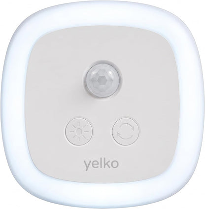 YELKO Motion Sensor Night Light - Plug-in Cool White Light Anti-Glare LED Nightlight, 5 Levels Adjustable Brightness, Timer Function for Bathroom, Hallway, Kitchen, Stairs, Garage, Soft Glow, 2-Pack