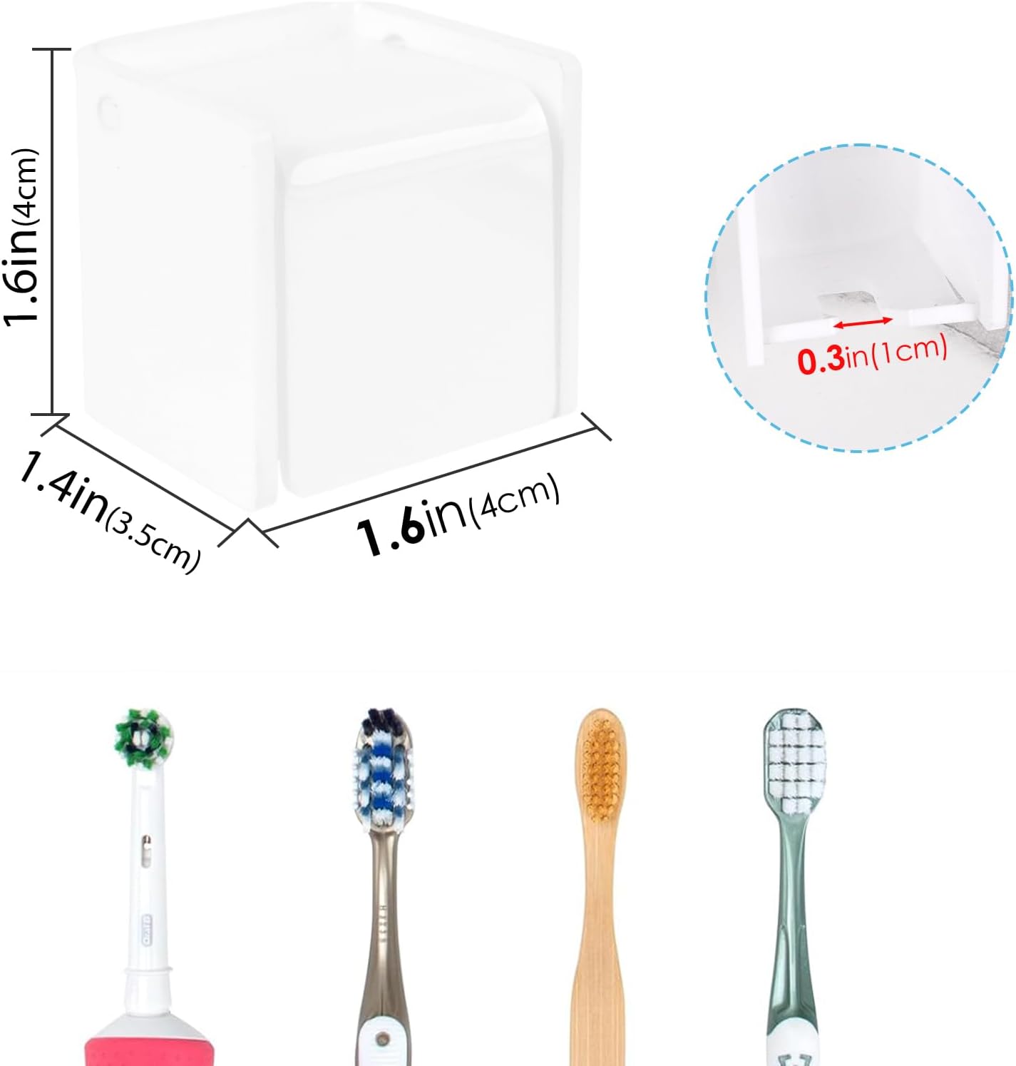 2 PCS Toothbrush Holder Wall Mounted with Cover for Bathroom, Self Adhesive Toothbrush Storage Organizer for Shower, Mini Toothbrush Hanger Rack for Dorm, Cabinet (Black)