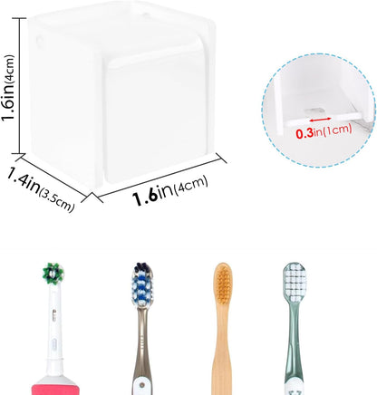 2 PCS Toothbrush Holder Wall Mounted with Cover for Bathroom, Self Adhesive Toothbrush Storage Organizer for Shower, Mini Toothbrush Hanger Rack for Dorm, Cabinet (Black)