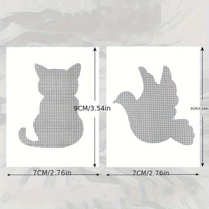 10pcs Animal Shaped Window Screen Repair Patches, Adorable Door Mesh Tape, Waterproof Mosquito-Proof Self-Adhesive Patch for Tears Holes, Home Decor Protection(10PCS Cat)