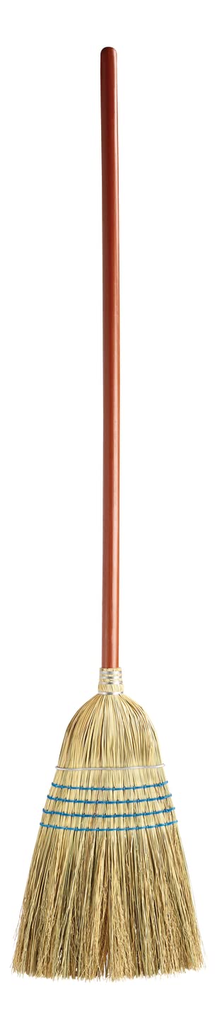 Rubbermaid Commercial Products Heavy-Duty Corn Broom, 1 1/8-Inch Wood Handle, Red, Indoor/Outdoor Broom for Courtyard/Garage/Lobby/Mall/Office