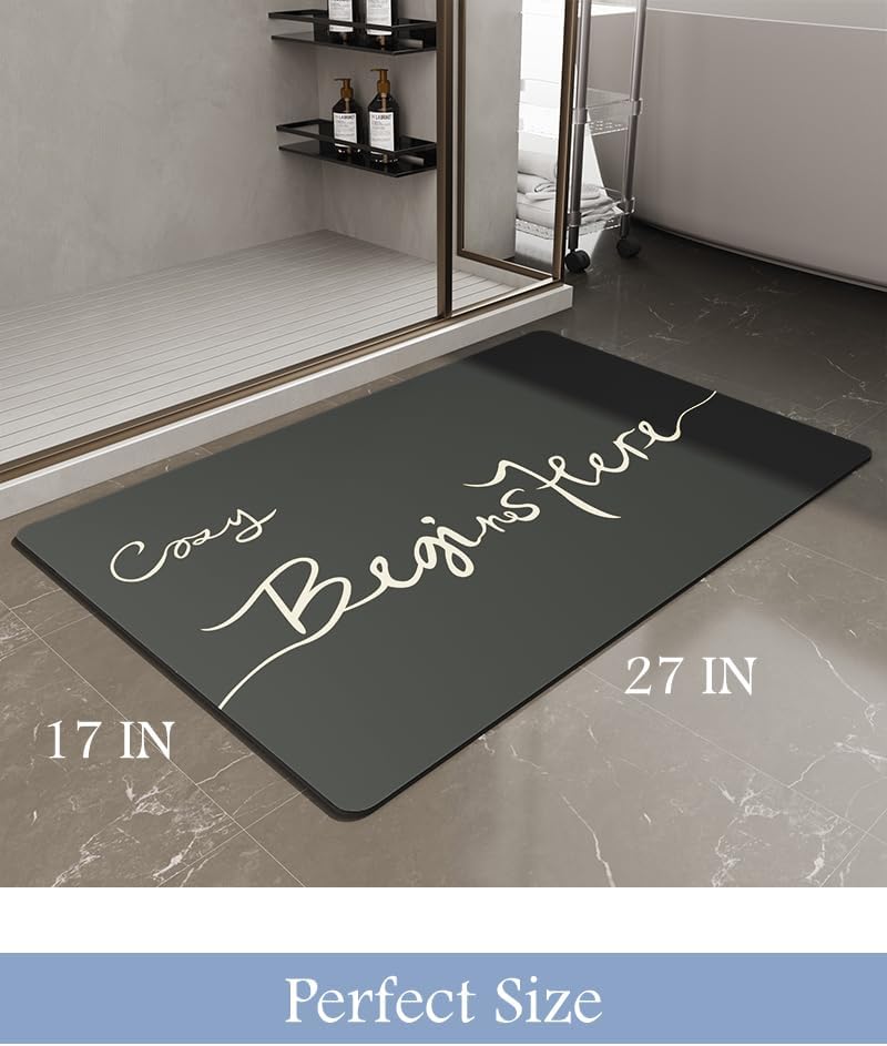 MontVoo-Bath Mat-Bathroom Mat Rug Non Slip Super Absorbent Stain Resistant Quick Dry Thin Bath Rug-Bath Mats for Bathroom Floor Bathtub Vanity-Bathmat Bath Rug Easy Care-17"x27" Grey