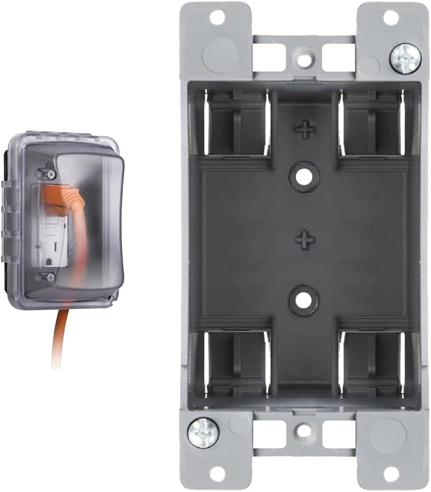 TayMac 1-Gang Weatherproof Electrical Outlet Cover and Newhouse 1-Gang 14 cu in PVC Electrical Outlet Box