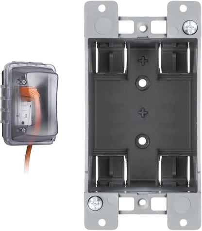 TayMac 1-Gang Weatherproof Electrical Outlet Cover and Newhouse 1-Gang 14 cu in PVC Electrical Outlet Box