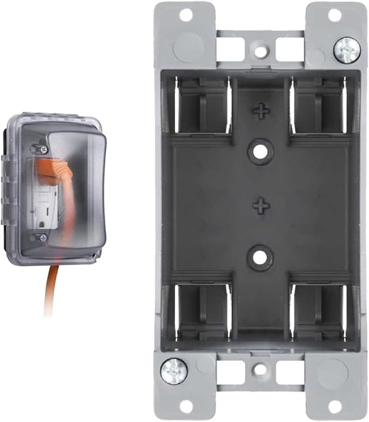 TayMac 1-Gang Weatherproof Electrical Outlet Cover and Newhouse 1-Gang 14 cu in PVC Electrical Outlet Box