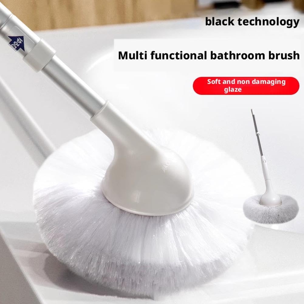 Tub Tile Scrubber Brush with 48" Extendable Long Handle, Adjustable Bathroom Brush, Non-Scratch Soft Tub Brushes Mop for Bathtub Shower Sink Faucet
