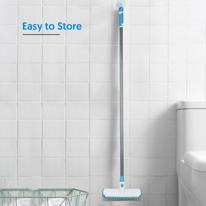 Floor Scrubber with Long Handle, 2 in 1 Scrubbing Brush Stiff Bristle Shower Cleaning Brush for Bathroom, Kitchen, Tub, Carpet, Grout, Tile(Red)