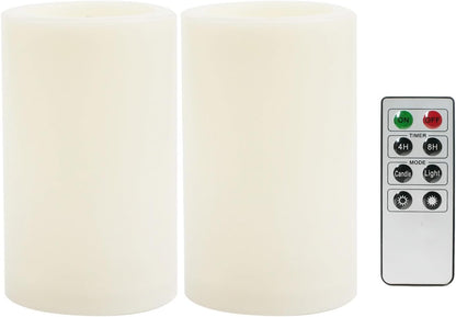CANDLE CHOICE Waterproof Outdoor Battery Operated Flameless Candles with Remote Timer Plastic Flickering Fake Electric LED Pillars for Lantern Garden Wedding Christmas Decorations 3x4 Inches 3 PCS