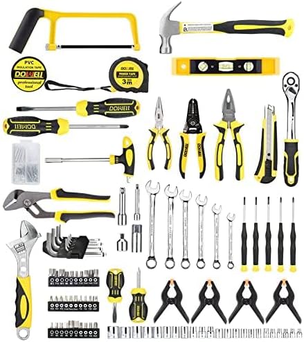 DOWELL 10 Piece Small Tool Kit,Mini Portable Tool Set,Home Repair Hand Tool Kit with Plastic Tool box Storage Case