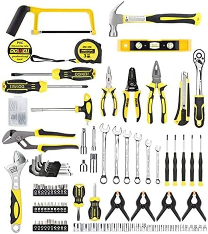DOWELL 10 Piece Small Tool Kit,Mini Portable Tool Set,Home Repair Hand Tool Kit with Plastic Tool box Storage Case