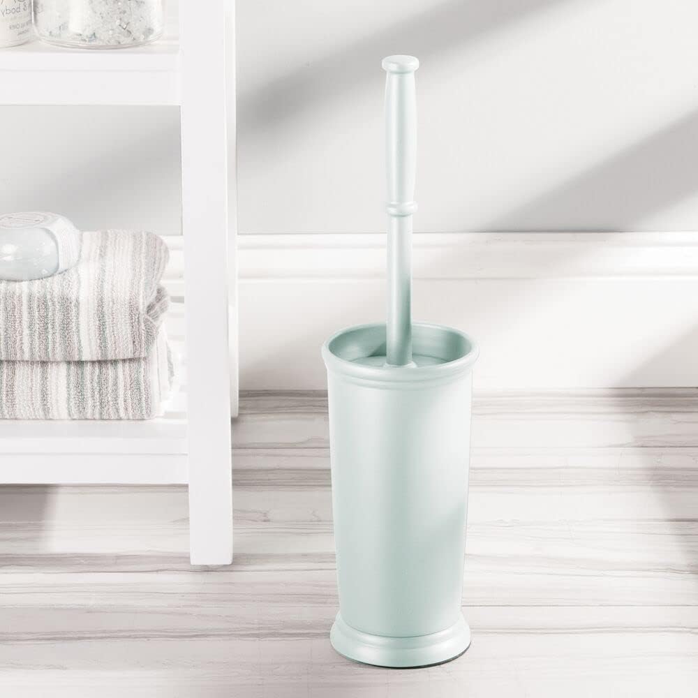 mDesign Metal Freestanding Slim Toilet Bowl Brush and Holder