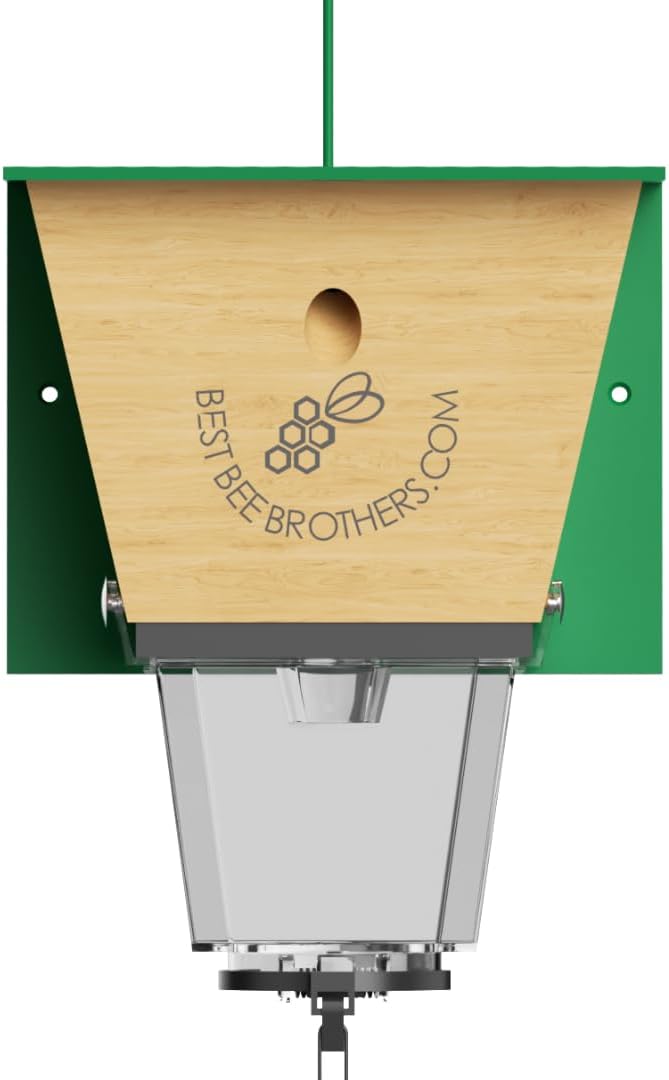 Best Bee Brothers Ultimate Pro Carpenter Bee Trap for Outside with Extra-Large, Clear External Receptacle, Internal Bee Vault & Spring-Loaded Door, 4.2” D x 5.8” W x 7.5” H (2 Pack)
