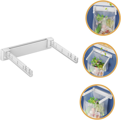 PRETYZOOM Wall Mounted Trash Bag Holder Rack Multi-Functional Foldable Kitchen Garbage Bag Stand Holder for Sink No Drill Installation